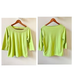 Cold water creek shirt 3/4 sleeves and detail at neck size 8